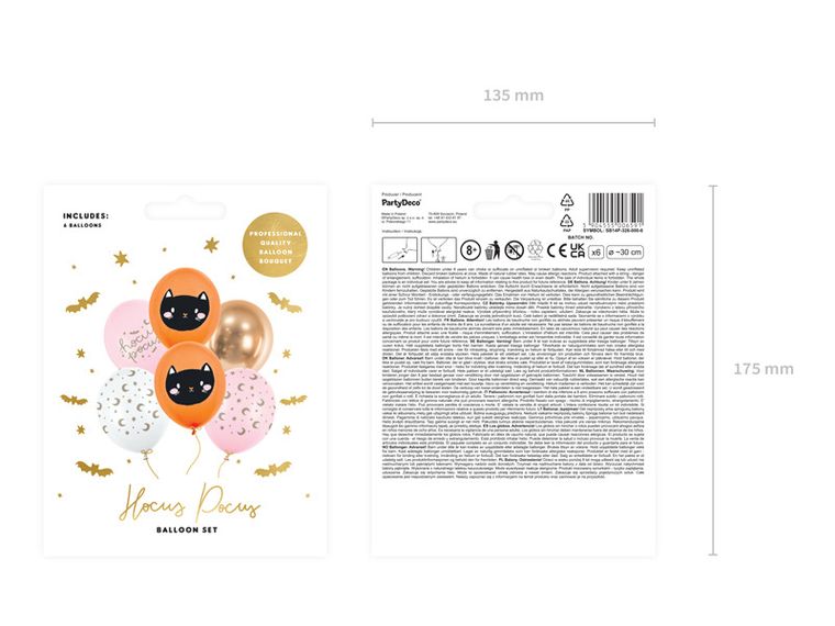 PartyDeco, balony 30 cm, Hocus Pocus, mix, 6 szt.