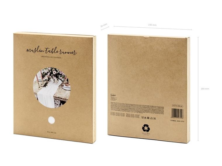 PartyDeco, bieżnik muślinowy do dekoracji, jasny kremowy, 5 m