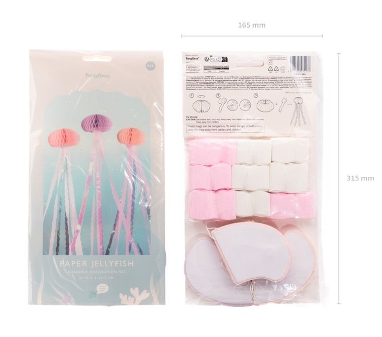 PartyDeco, dekoracje bibułowe, meduzy, mix, 15,5-157 cm, 3 szt.