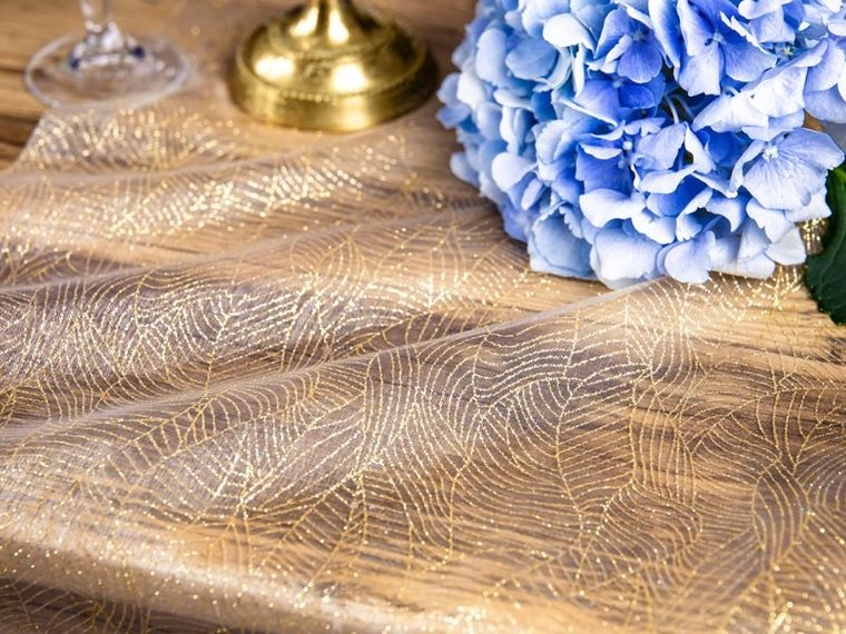 PartyDeco, dekoracyjna organza z nadrukiem, biała, 0,48-9 m