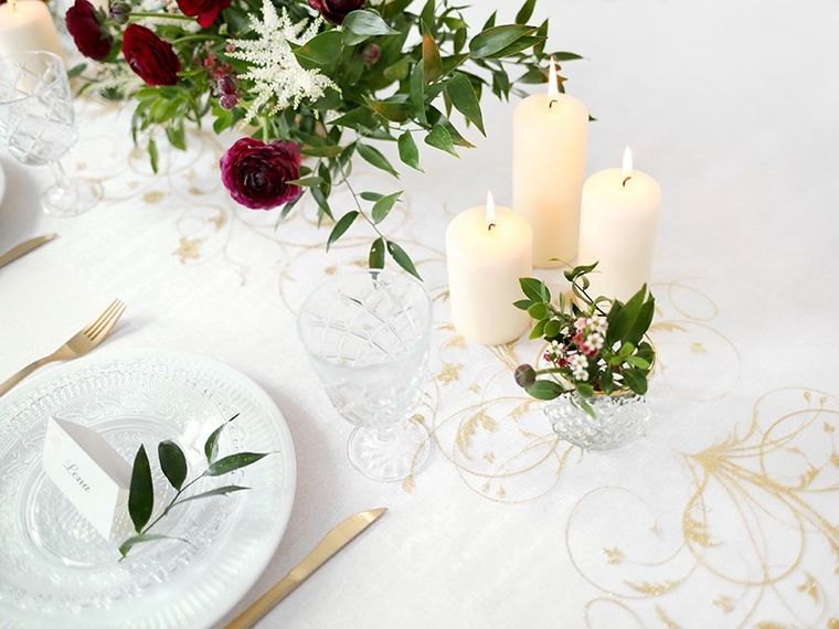 PartyDeco, dekoracyjna organza z nadrukiem, kremowa, 0,36-9 m