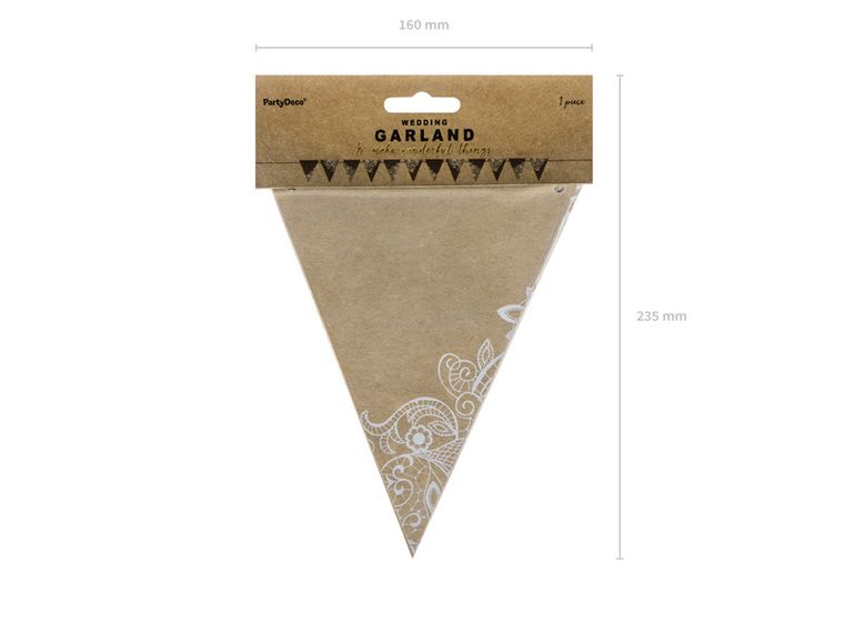 PartyDeco, girlanda flagietki, kraft, 2,1 m