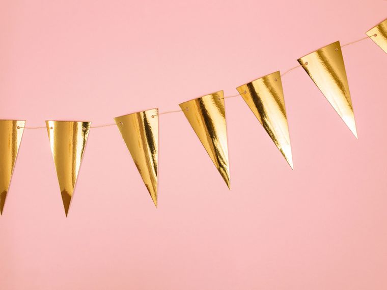 PartyDeco, girlanda flagietki, złoty, 2,15 m