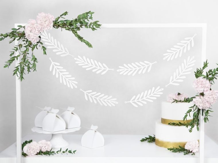 PartyDeco, girlanda Gałązki, biały, 1,8m