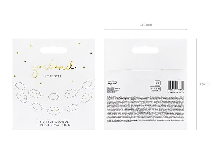 PartyDeco, girlanda Little Star Chmurki, 1,45m