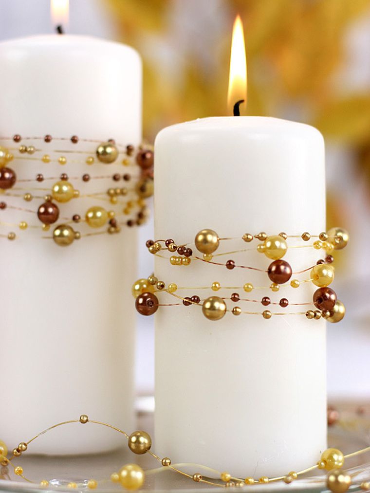 PartyDeco, girlandy perłowe do dekoracji weselnych, złote, 5 szt.