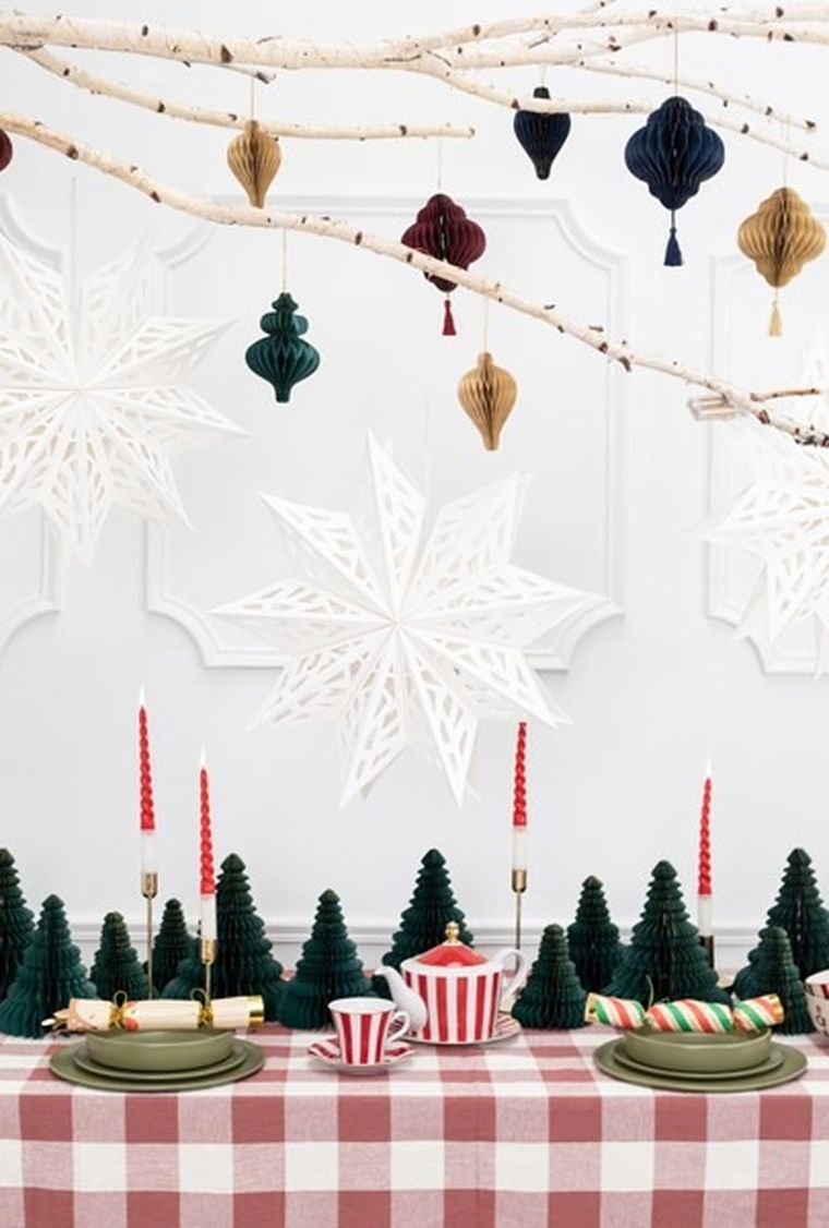 PartyDeco, gwiazda papierowa, biały, 50 cm