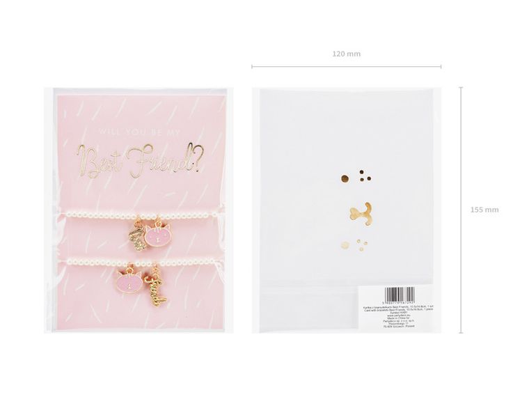 PartyDeco, kartka z bransoletkami Best Friends, 10.5-14.8 cm, 1 szt.