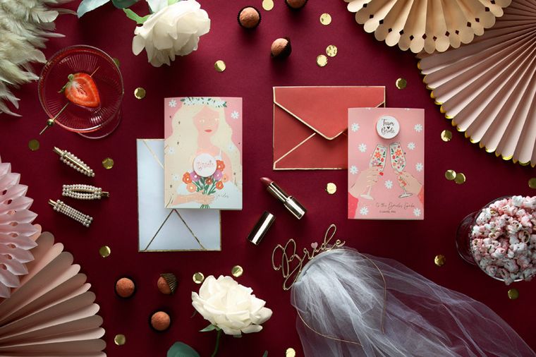 PartyDeco, kartka z pinem Bride Team, 10.5-15 cm, 1 szt.