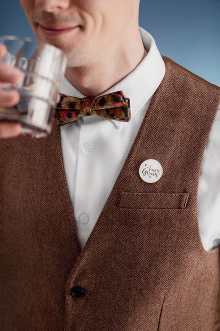 PartyDeco, kartka z pinem Groom Team, 10.5-15 cm, 1 szt.