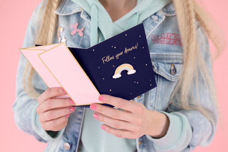 PartyDeco, kartka z pinem Tęcza, 10.5-14.8 cm, 1 szt.