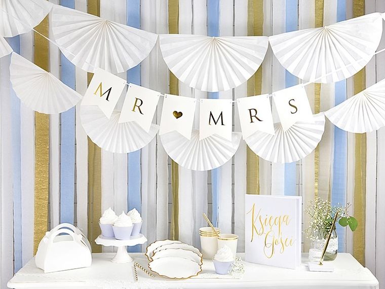 PartyDeco, krepa dekoracyjna, 5 cm, 10 m, złota, 4 szt.