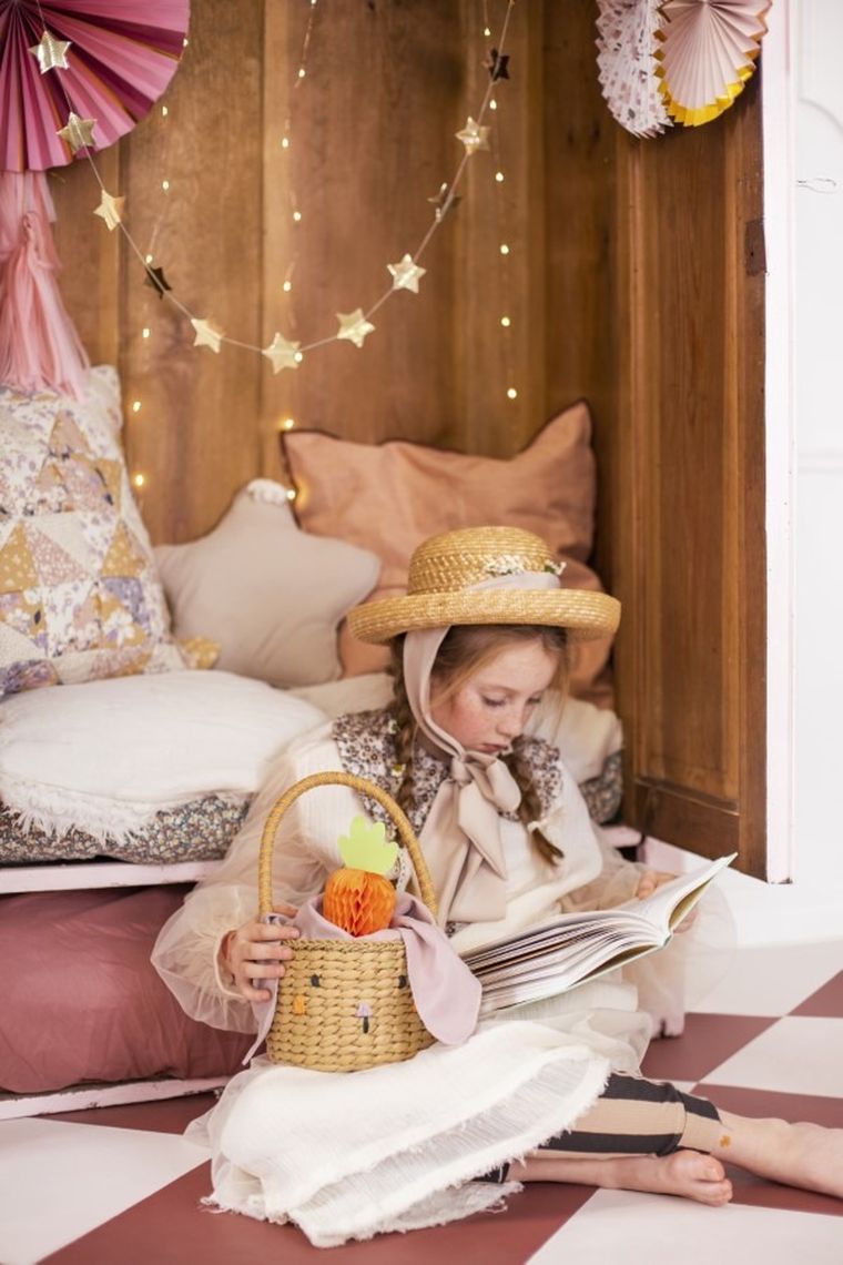 PartyDeco, Króliczek, papierowy koszyk z płótnem, 28 cm