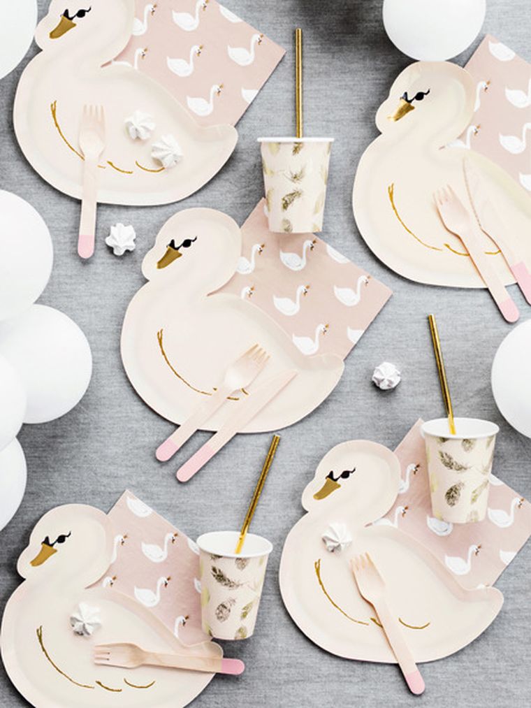 PartyDeco, kubeczki Lovely Swan, 260 ml, 6 szt.