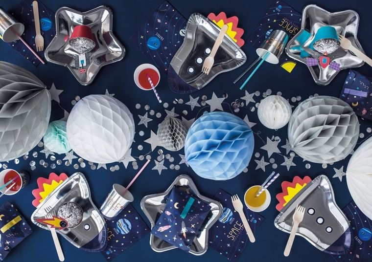 PartyDeco, kula bibułowa, biały, 20 cm