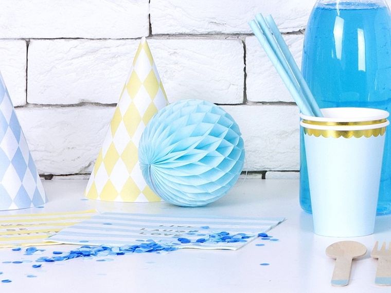 PartyDeco, kula bibułowa, błękit, 10 cm