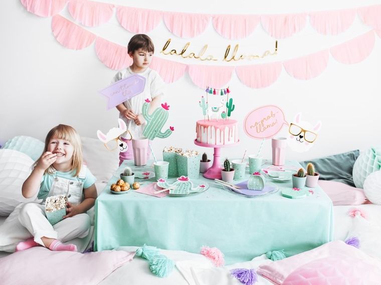 PartyDeco, Lama Party, baner, lama-lalala llama, złoty, 12,5-82 cm