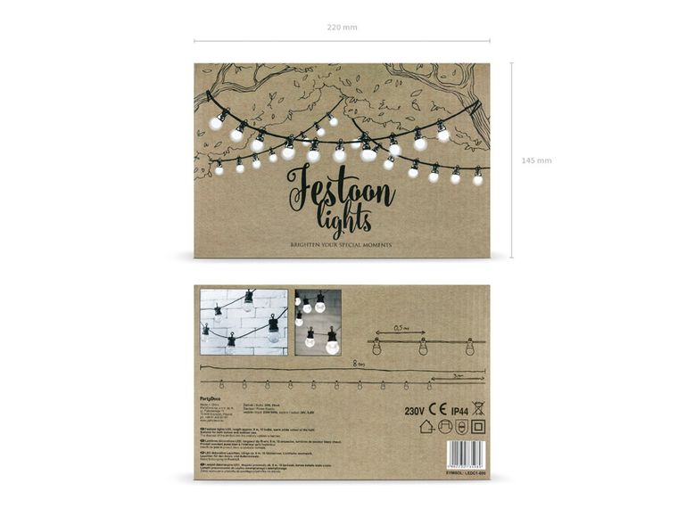 PartyDeco, lampki dekoracyjne led, czarny, 5 m