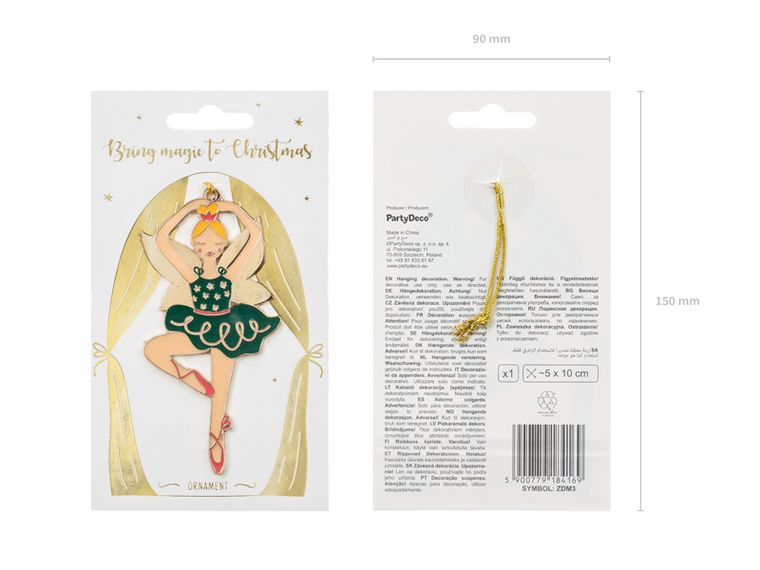 PartyDeco, metalowa zawieszka dekoracyjna, baletnica, 5-10 cm