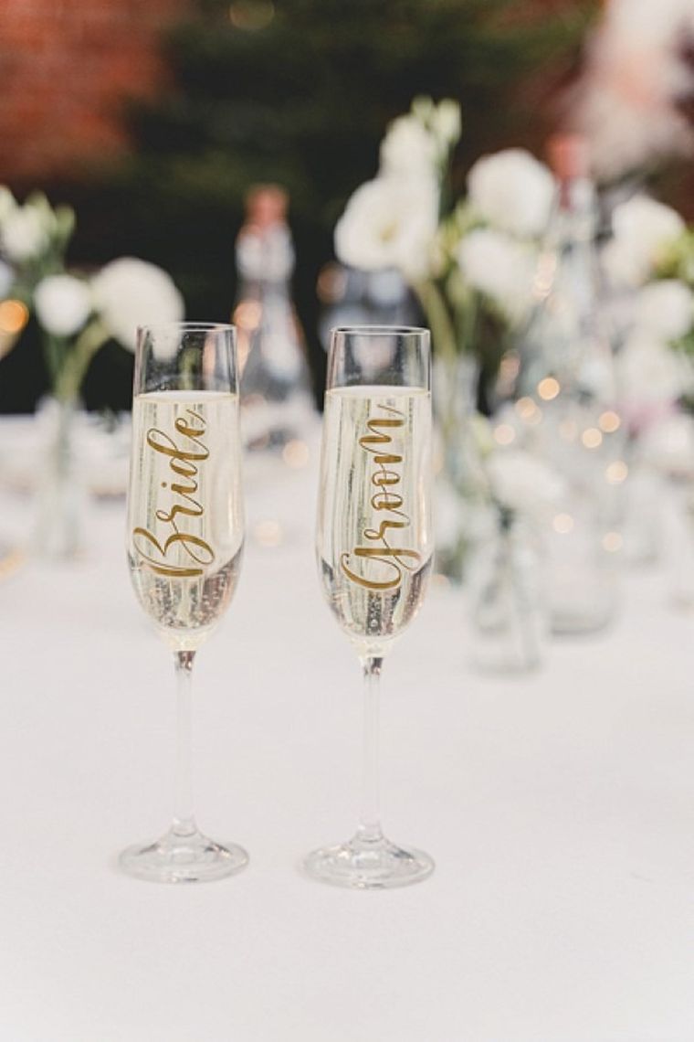 PartyDeco, naklejki na kieliszki, bride & groom, złoty, 2 szt.