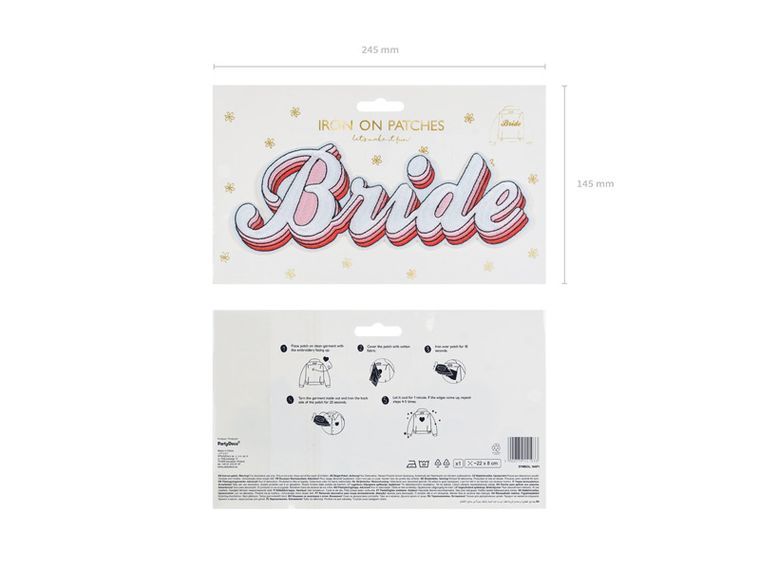 PartyDeco, naprasowanka Bride, mix, 22-8 cm, 1 szt.