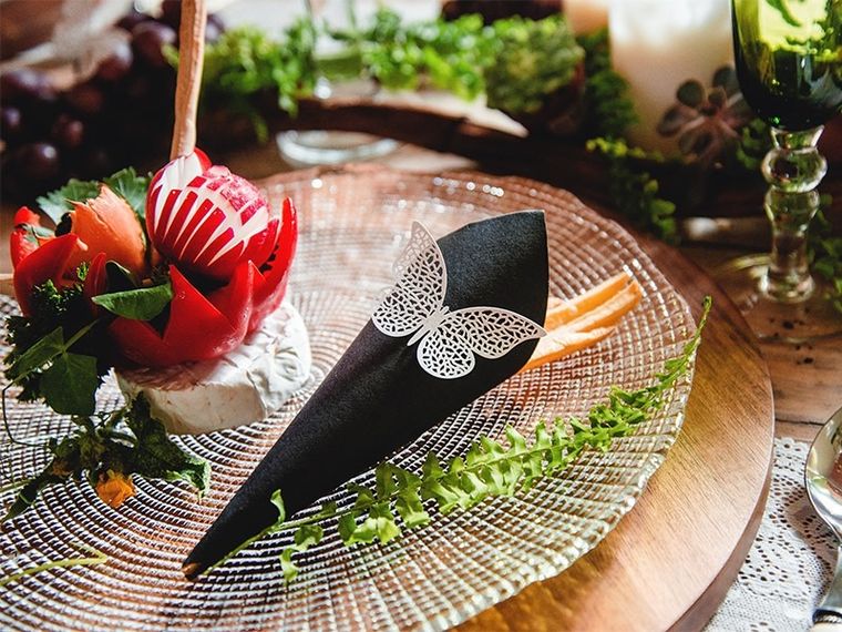 PartyDeco, papierowy motyl, białe, 6,5-4 cm, 10 szt.