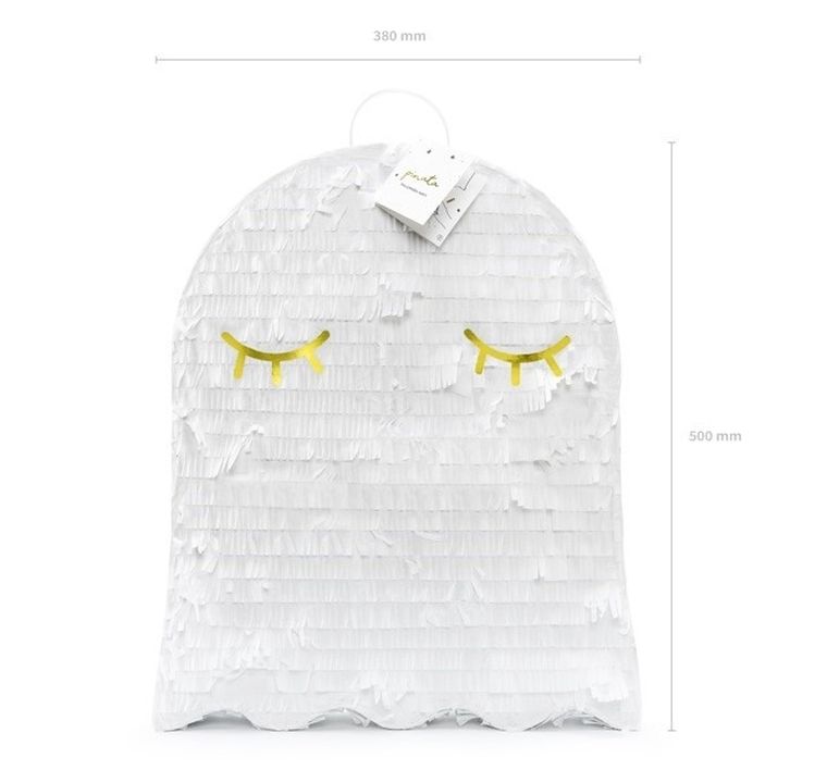 PartyDeco, Różowe Halloween, piniata urodzinowa, duch, biała