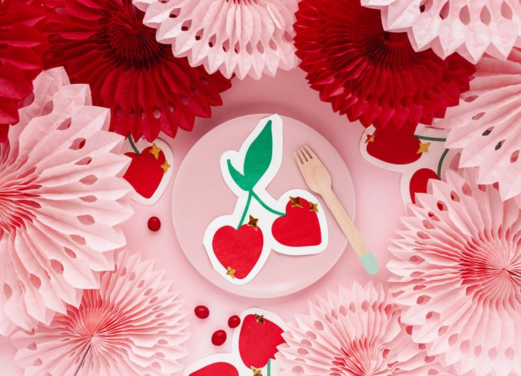 PartyDeco, serwetki Wiśnie, mix, 13.5-16 cm, 20 szt.