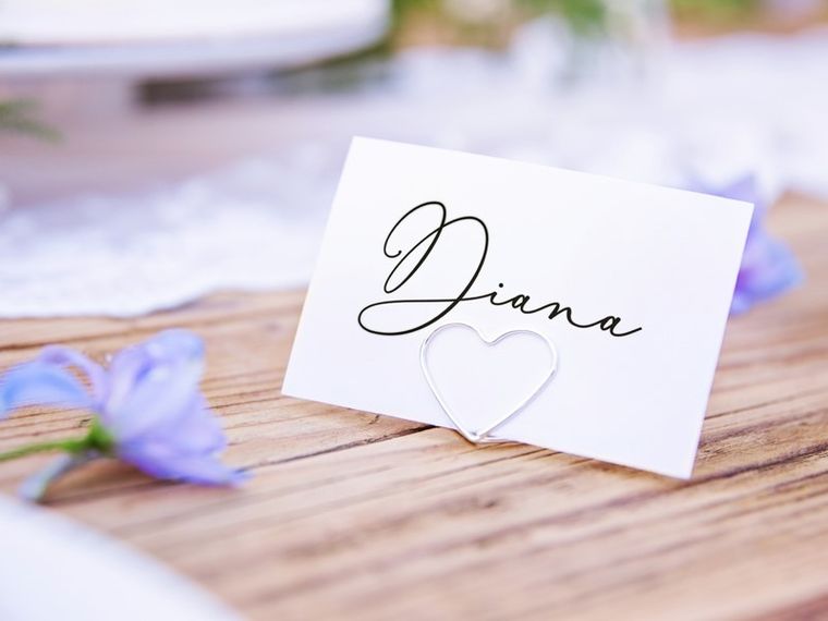 PartyDeco, stojaki na winietki, serca, srebrne, 10 szt.