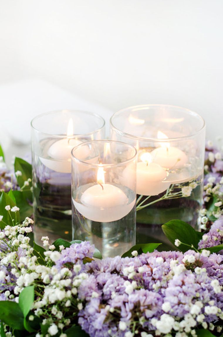 PartyDeco, świeca pływająca matowa, biały, 4 cm, 50 szt.