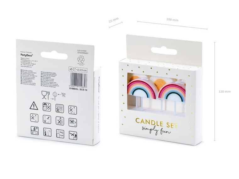 PartyDeco, świeczki urodzinowe, stokrotki, 2-3.5 cm, 5 szt.