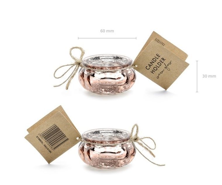 PartyDeco, świecznik, różowe złoto, 3 cm, 4 szt.