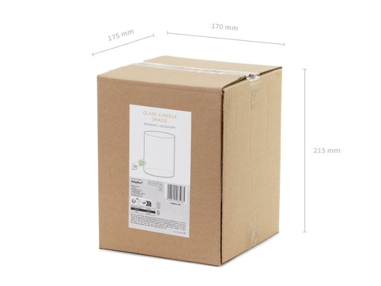 PartyDeco, szklana tuba na świece, 13-17 cm