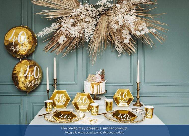 PartyDeco, talerzyki papierowe, 30th Birthday, złote, 20 cm, 6 szt.