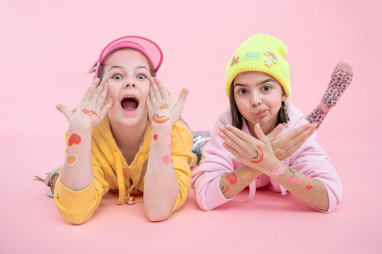 PartyDeco, tatuaże zmywalne Stokrotki, mix, 14 szt.