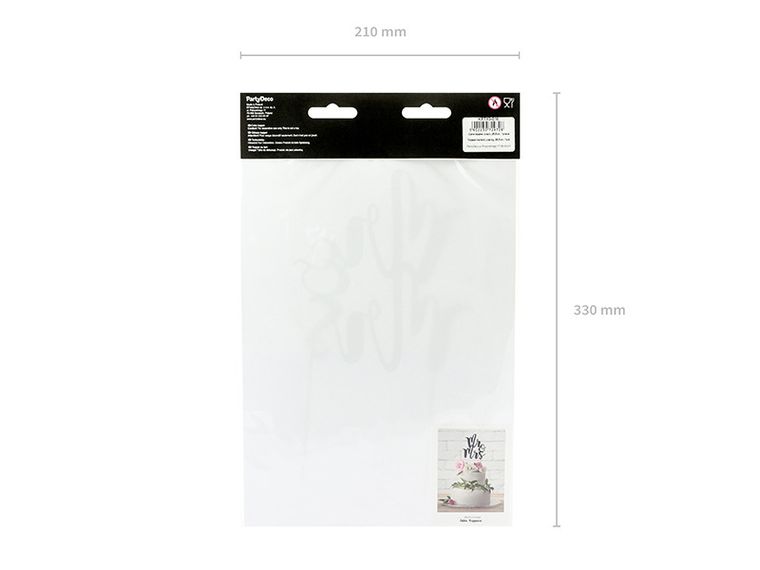 PartyDeco, topper, dekoracja na tort weselny, Mr&Mrs, 25,5 cm