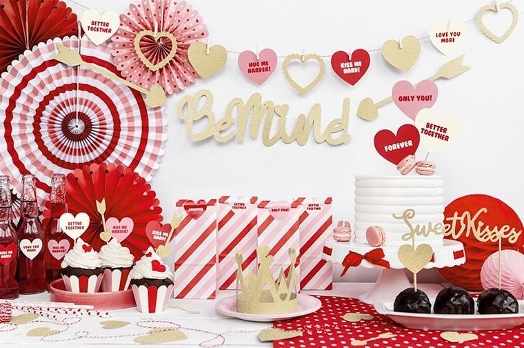 PartyDeco, toppery, dekoracje do muffinek, Sweet Love-serca, 11 cm, 6 szt.