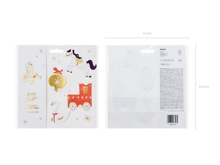 PartyDeco, zawieszki do prezentów, Ciuchcia, 12 szt.