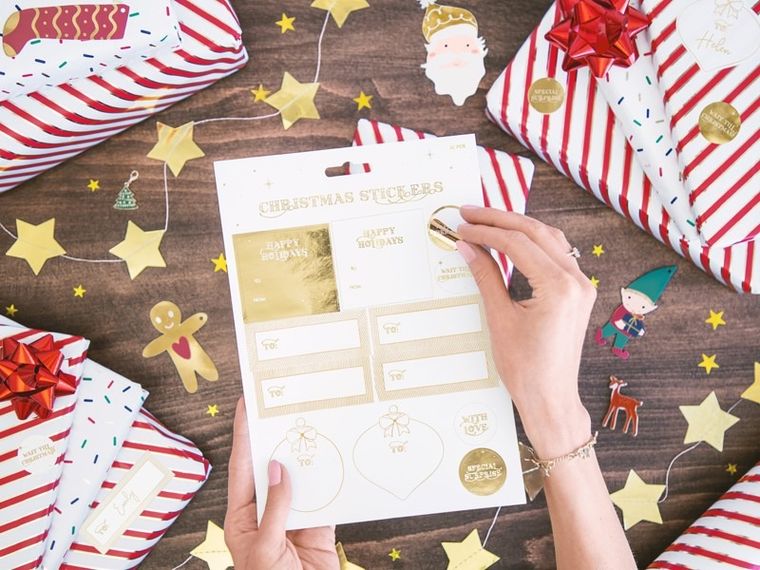 PartyDeco, zawieszki do prezentów, Mikołaj, 12 szt.