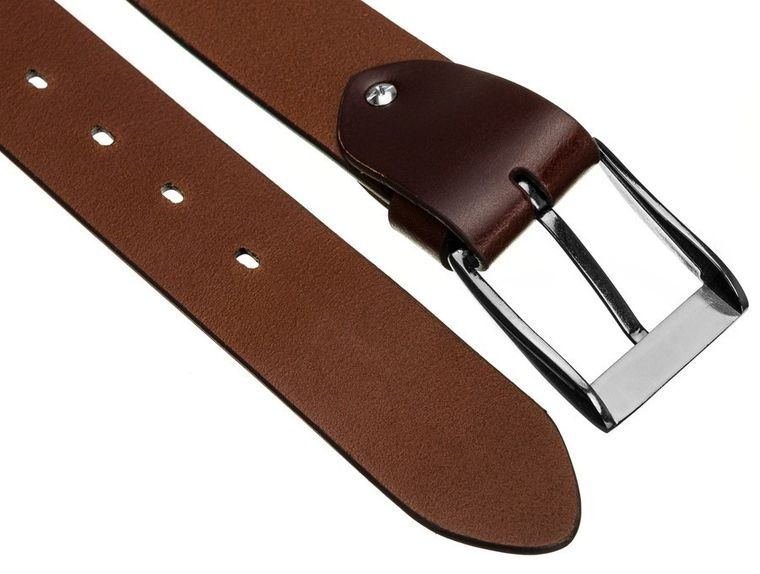 Pasek męski, brązowy, skórzany, Rovicky