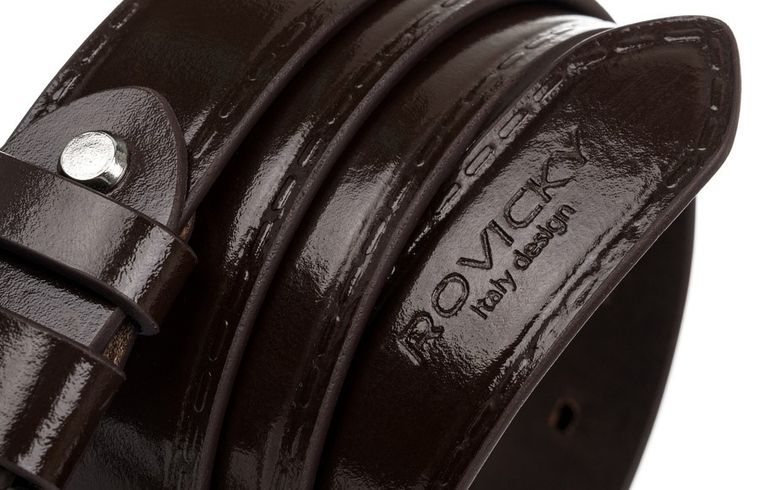 Pasek męski, brązowy, skórzany, Rovicky