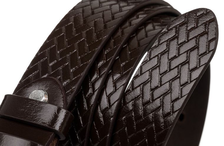 Pasek męski, brązowy, skórzany, Rovicky