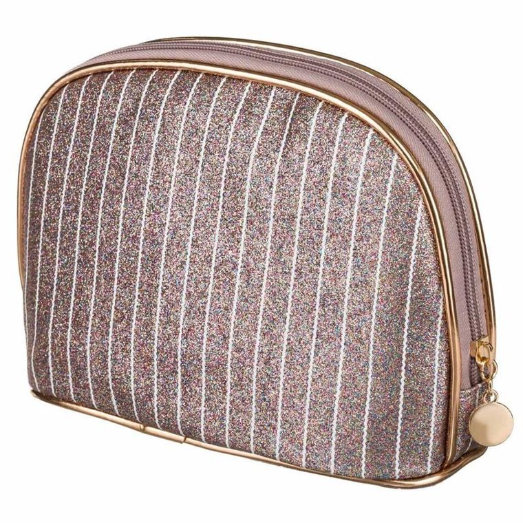 Peterson, kosmetyczka, 1-komorowa, brokatowa, różowe złoto