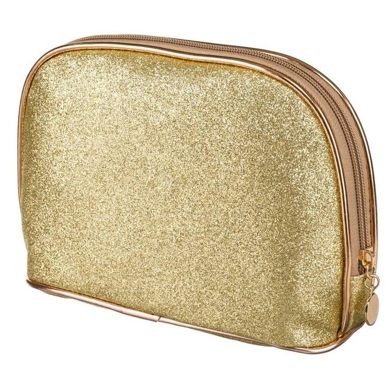 Peterson, kosmetyczka, 1-komorowa, brokatowa, złota