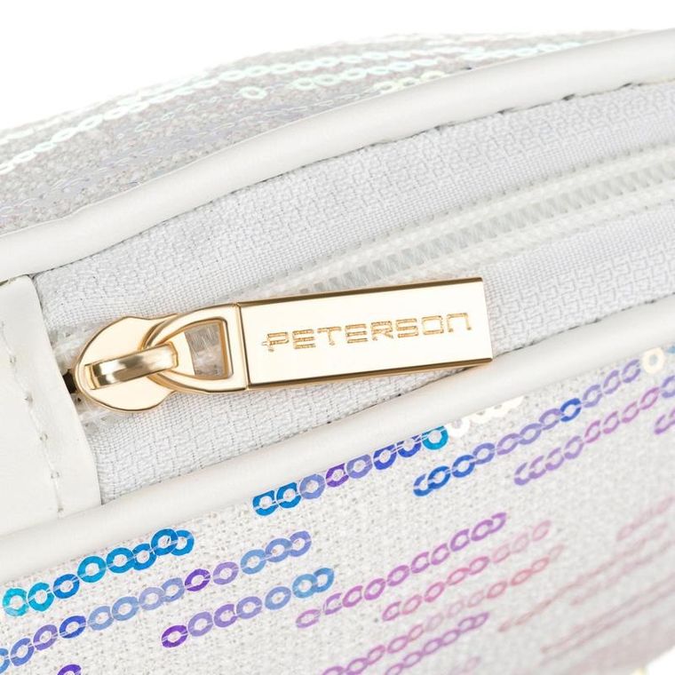 Peterson, kosmetyczka, 1-komorowa, cekinowa, biała