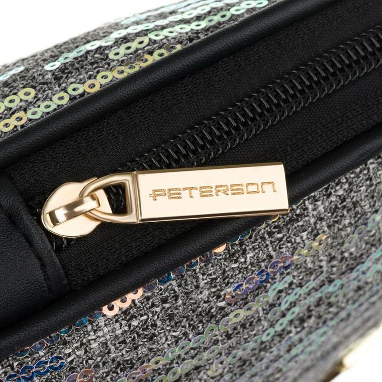 Peterson, kosmetyczka, 1-komorowa, cekinowa, czarna