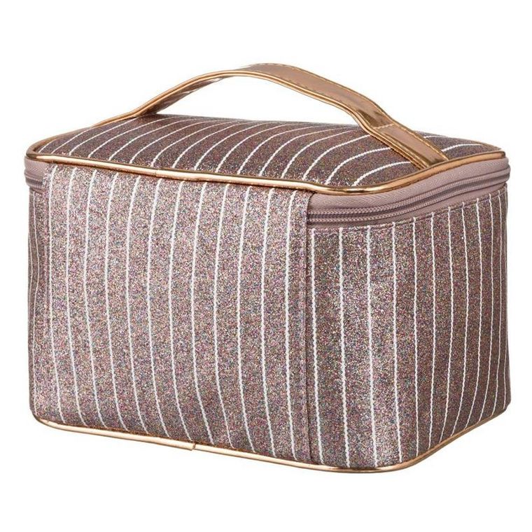 Peterson, kosmetyczka kuferek, brokatowa, różowe złoto