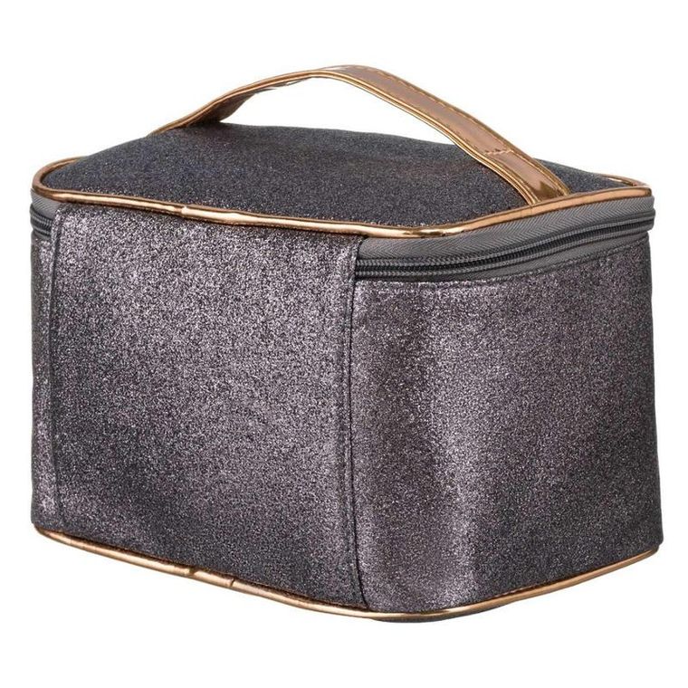 Peterson, kosmetyczka kuferek, brokatowa, szara
