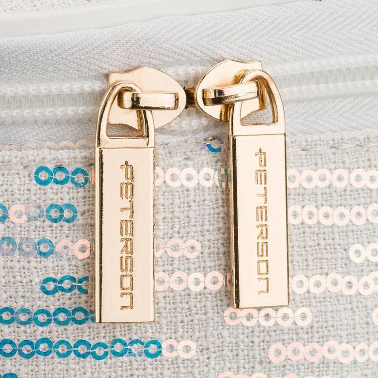 Peterson, kosmetyczka kuferek, cekinowa, biała