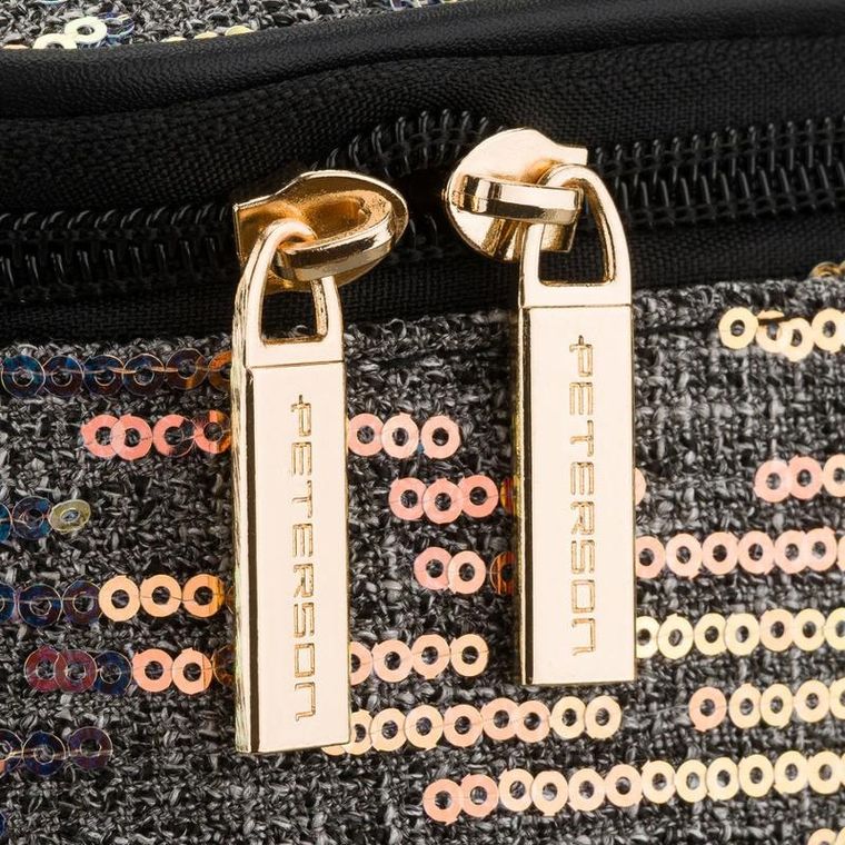 Peterson, kosmetyczka kuferek, cekinowa, szara